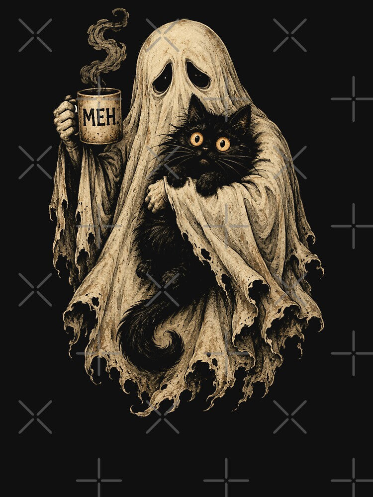Ghost Cat Spooky Black Cat Funny Halloween Coffee Lover by will freed18