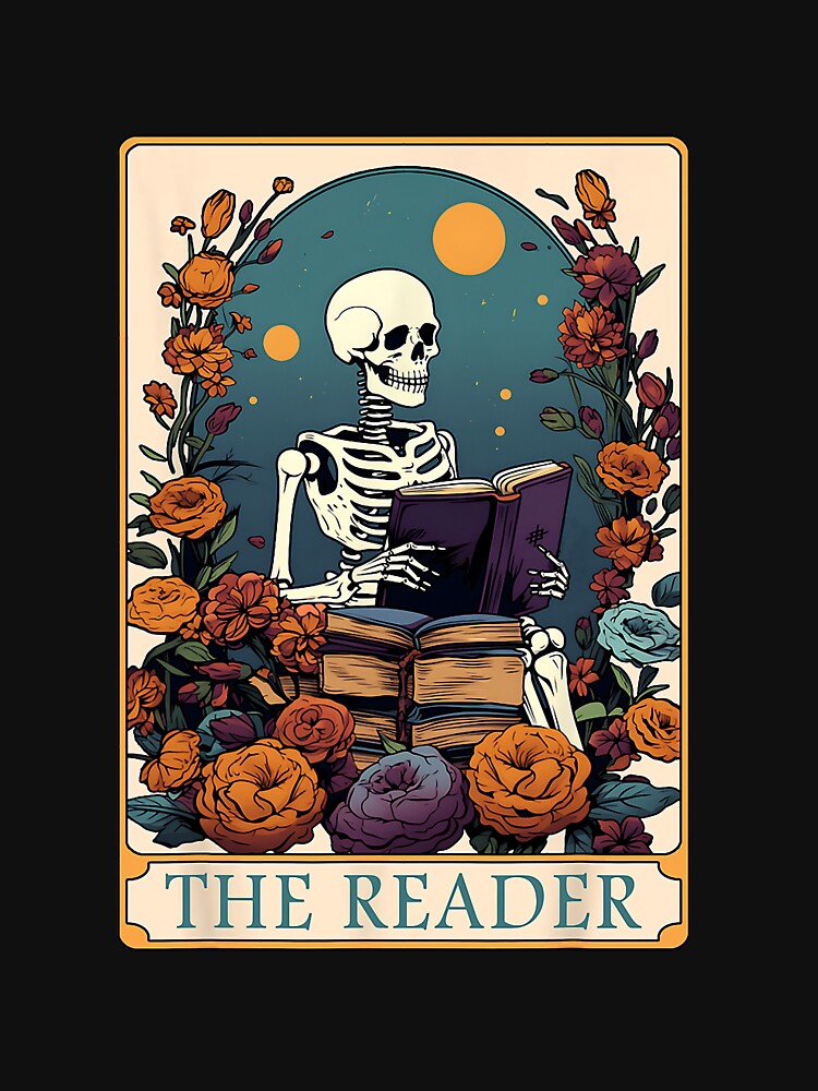 Tarot Card Halloween Skeleton The Reader Bookish Women Men by AnneDaoust