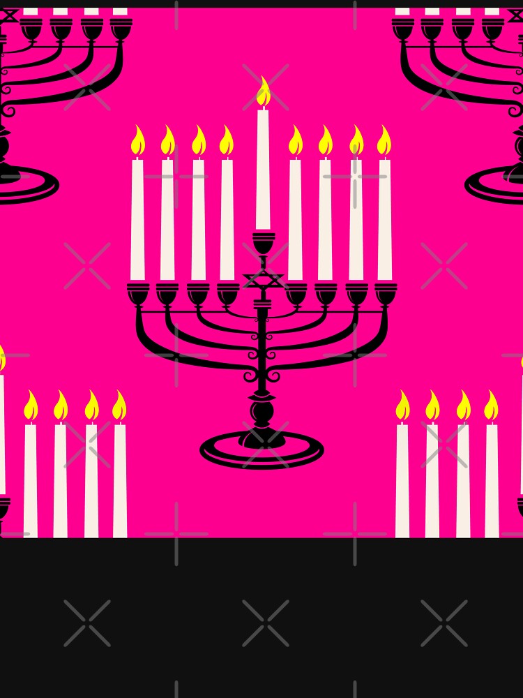 pink menorah hanukkah jewish purim print by Gossip Rag