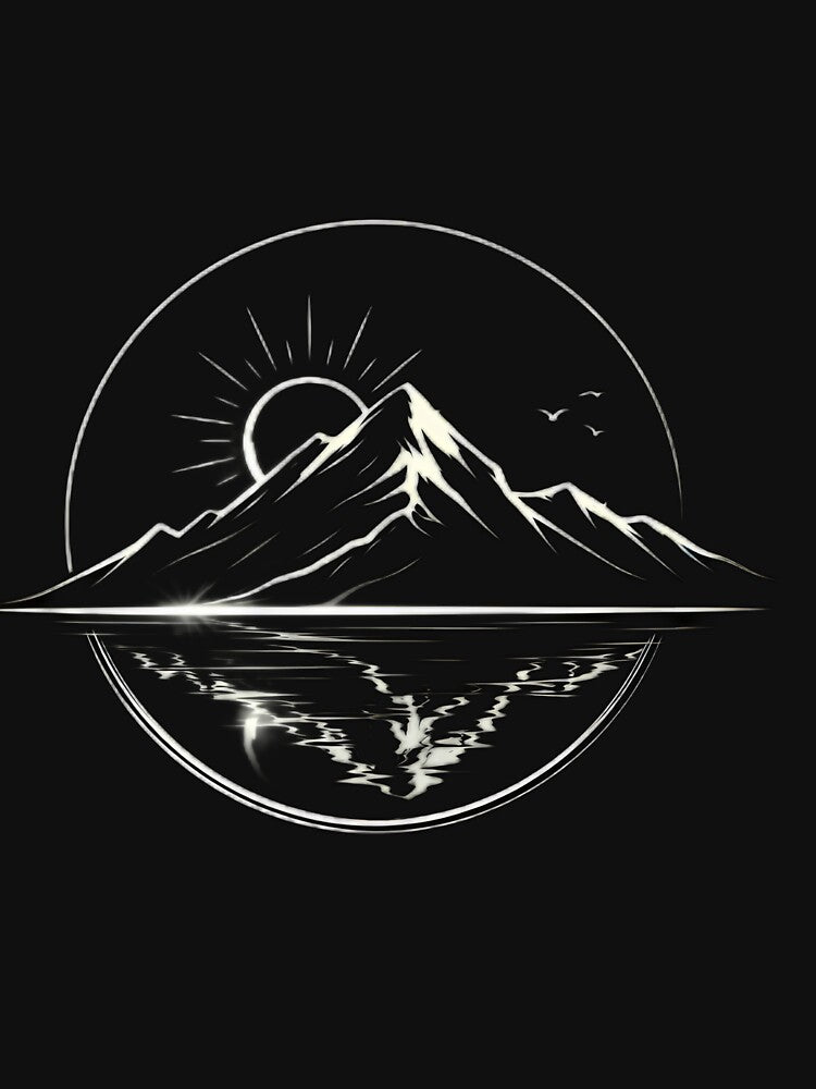 Minimalist Mountain Reflection - Nature Adventure Badge by HedayatDesign