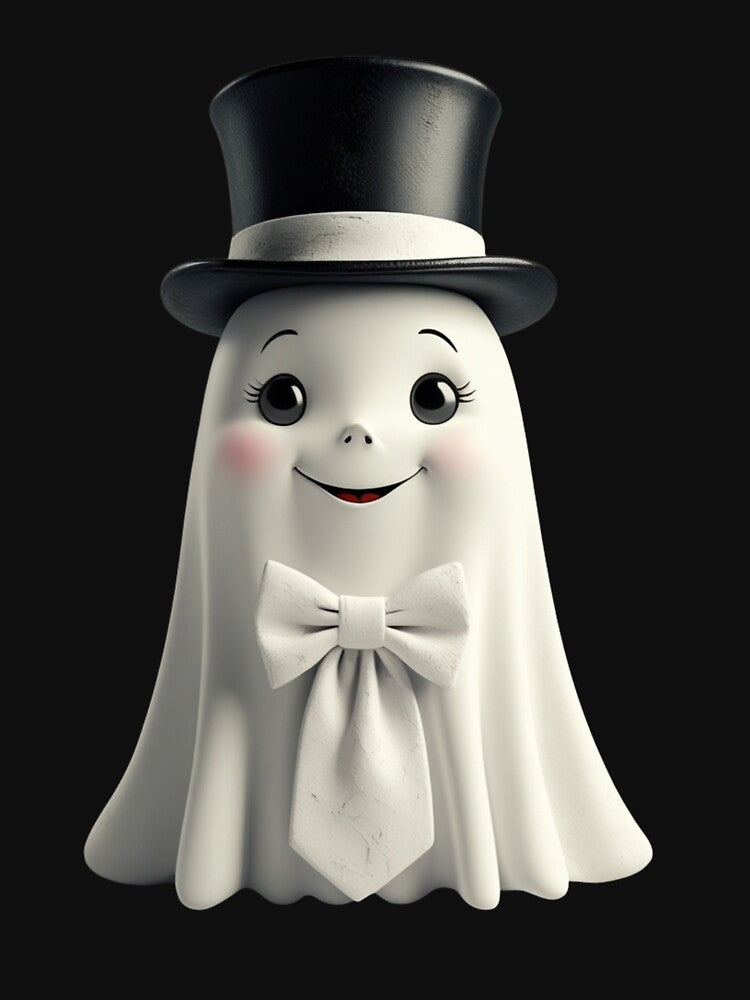 Friendly Ghost in Top Hat – 1930s Halloween Sticker by Almond Paper Co.