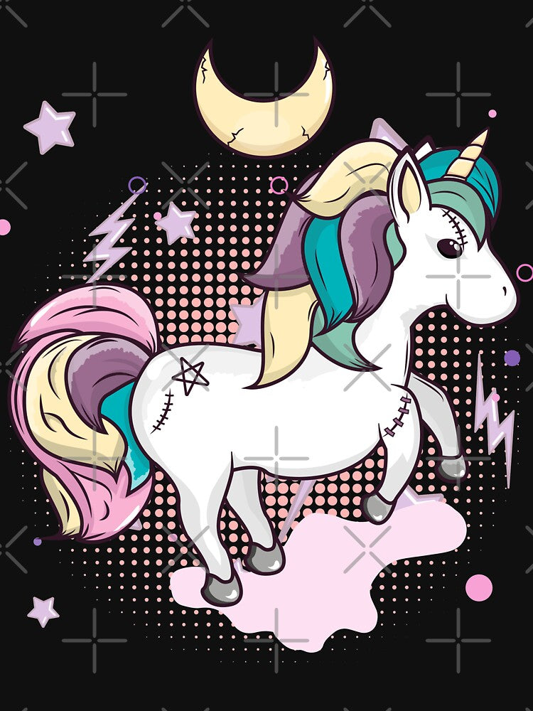 Kawaii Pastel Goth Unicorn Moon by ZavageDesigns