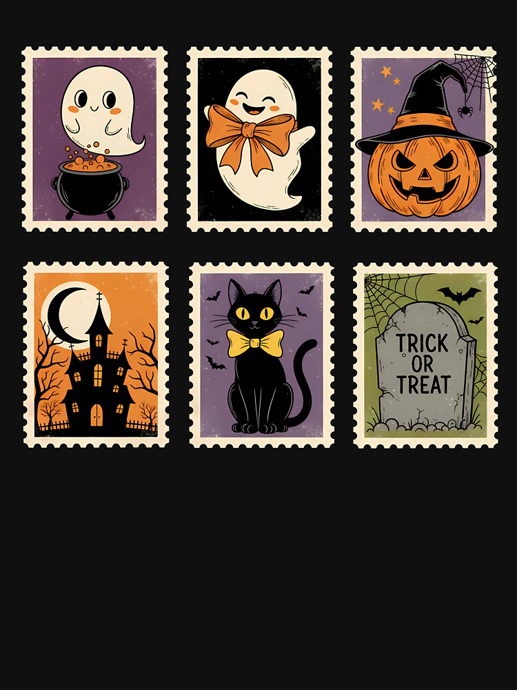 Halloween Vintage Stamps by Funny Vintage Stickers And T-Shirts