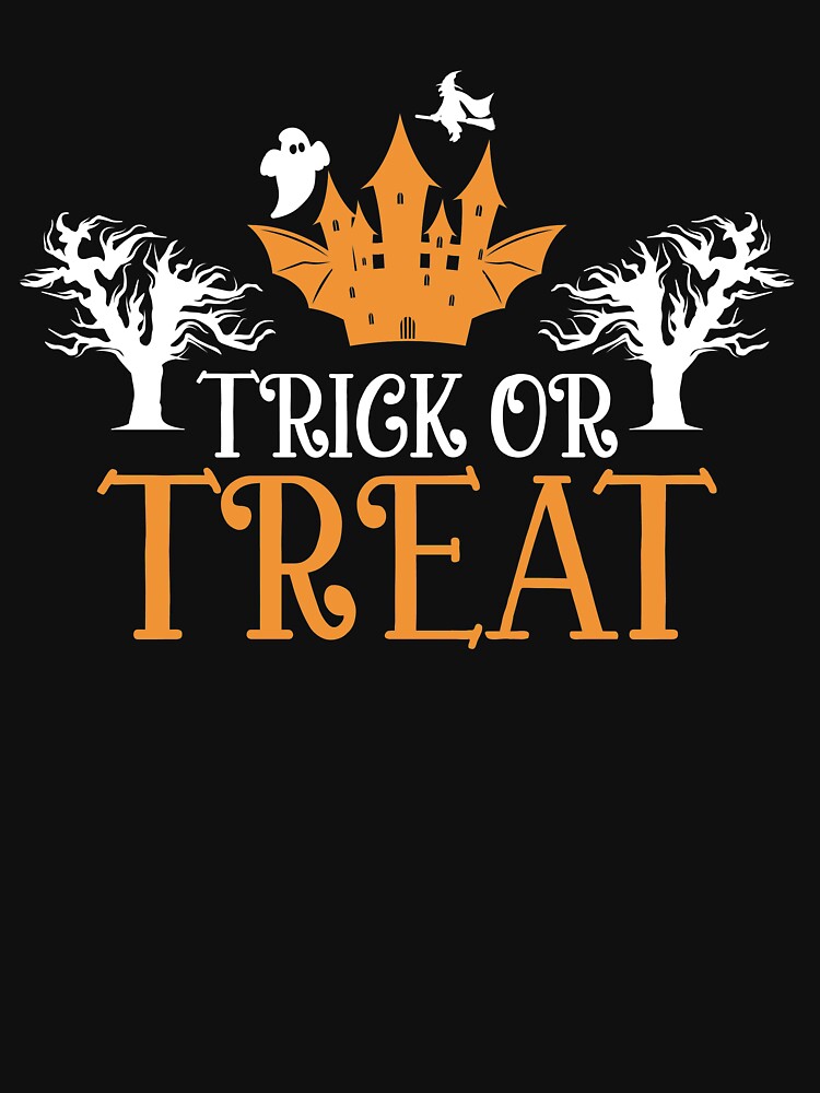 Halloween Trick or Treat T-Shirt, Halloween Shirt, Ghost Shirt, Spooky Halloween Shirt, Spooky Scene Shirt, Bat Shirt, Halloween Costume by UrbanJupiter1