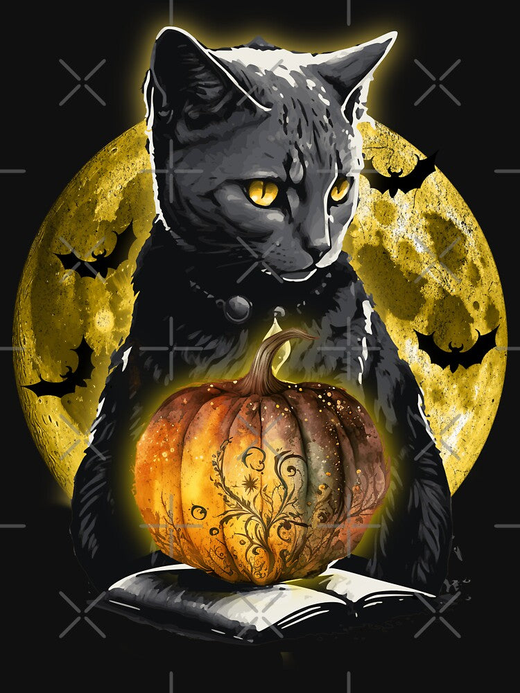 SPOOKY BLACK CAT PUMPKIN HALLOWEEN MOON BLACK CAT HALLOWEEN by tincho86tb