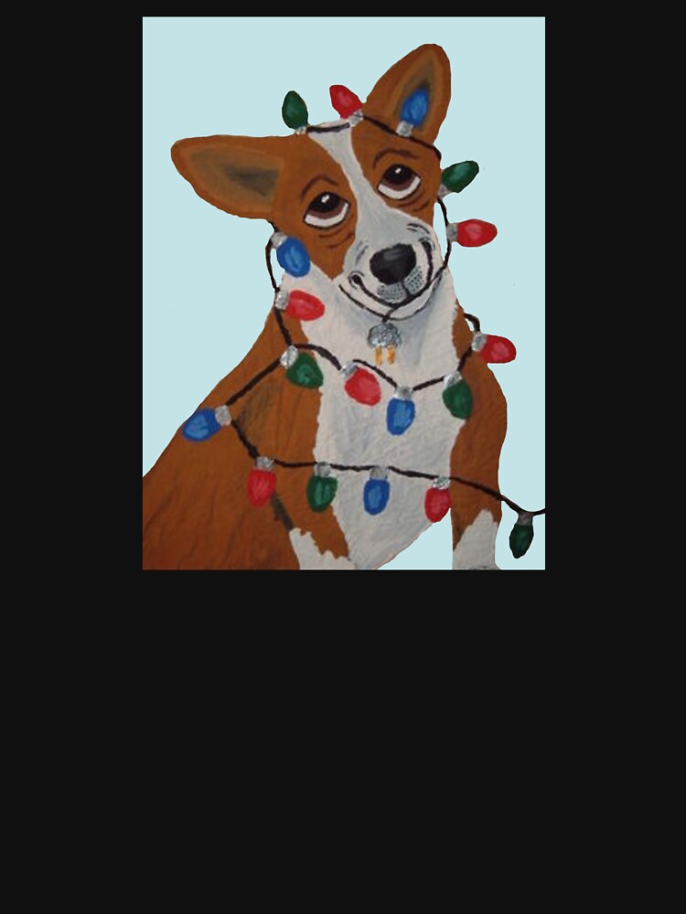 Welsh Corgi Tangled in Christmas Lights by Squirreldumplings