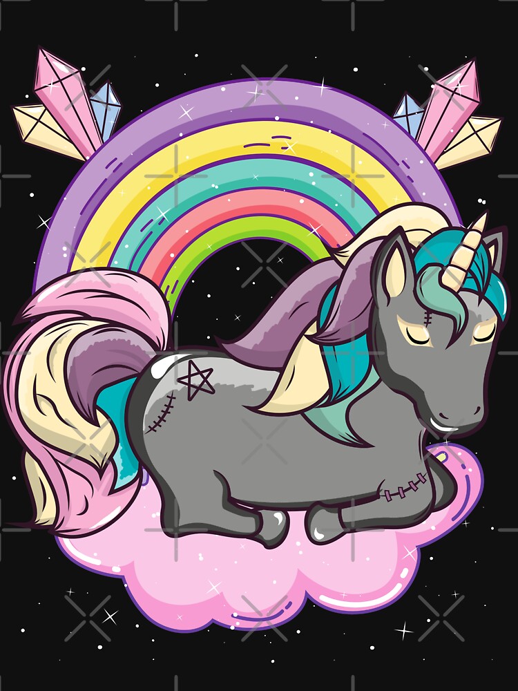 Kawaii Pastel Goth Rainbow Unicorn by ZavageDesigns