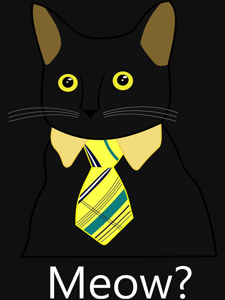 Black Business Cat Kitten With Yellow Tie by AntwoneStudio