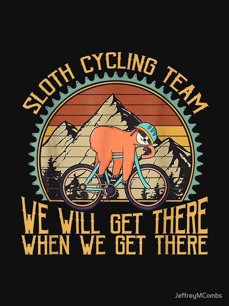 Sloth Cycling Vintage Retro Sunset Sloth Mountain Biking TShirt145 by JeffreyMCombs