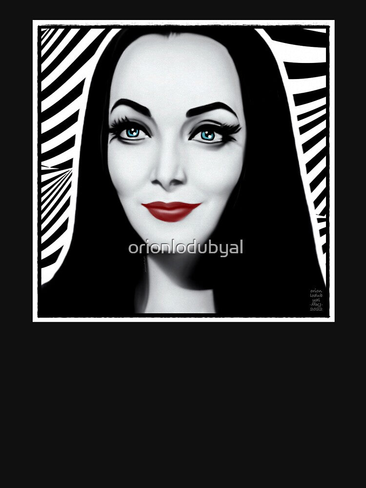 Morticia Horror Icon Black and White Stripes by orionlodubyal