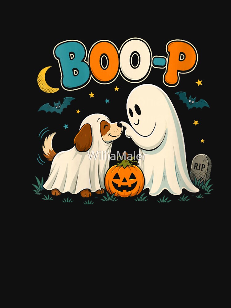 Cute Ghost Boop Dog Nose Vintage Spooky Halloween Pumpkin Cute by WilliaMaler