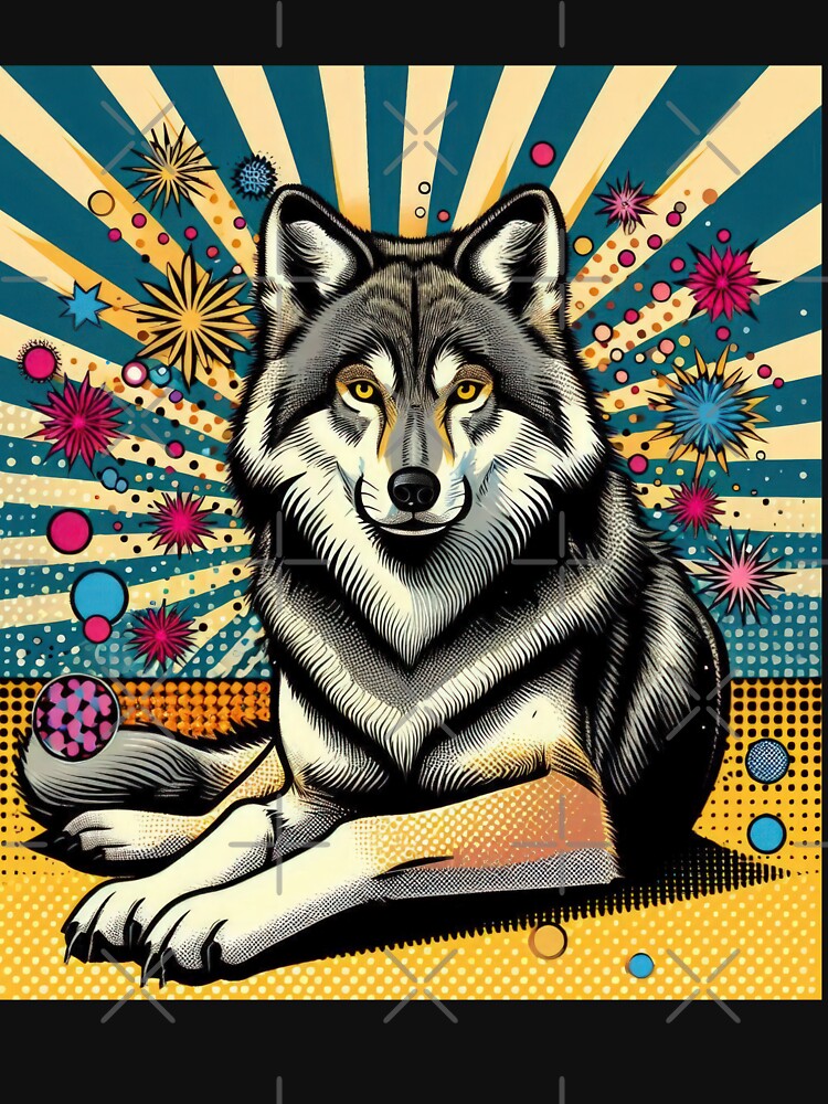 Christmas Vintage pop art wolf,christmas animals,christmas Vintage by Expressions-Sel