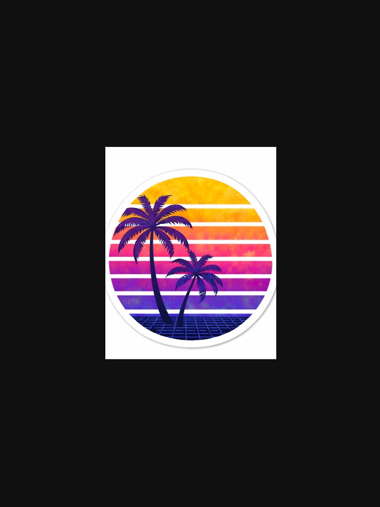Retro Sunset Palm Trees Vaporwave Aesthetic Design by JunnuCreations