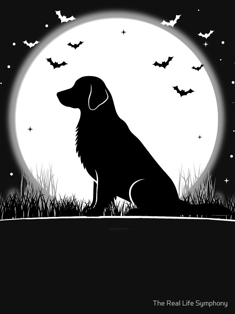 Golden Retriever Dog – Halloween Moon Silhouette by The Real Life Symphony