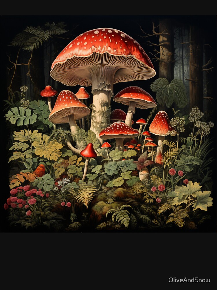 Enchanted Mushroom Forest Shroom Psychedelic Mushroom Electric Forest Red Mushroom Fairycore by OliveAndSnow