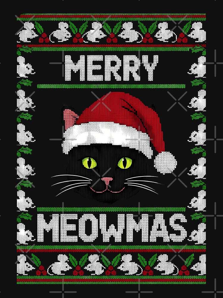 Black Cat merry Meowmas ugly christmas sweater 2025 by VividDripCo