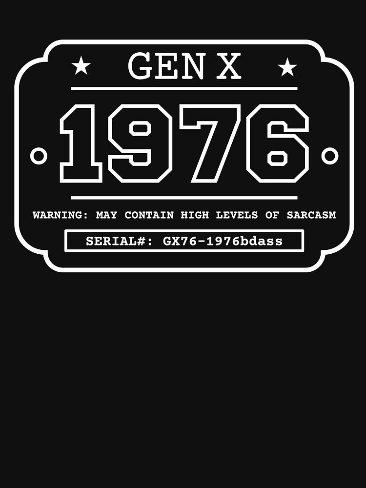 1976 GEN X Badge Vintage Industrial Label Generation X Design Retro Birthday Year by HYPNK