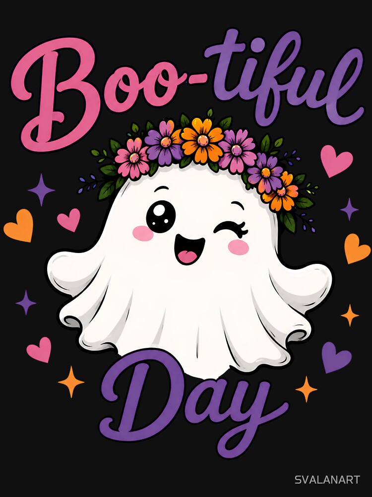 Boo-tiful Day – Cute Floral Ghost Halloween Design by SVALANART