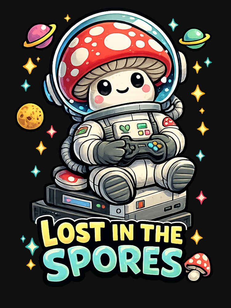 Lost in the Spores Cute Mushroom Astronaut by Houldi