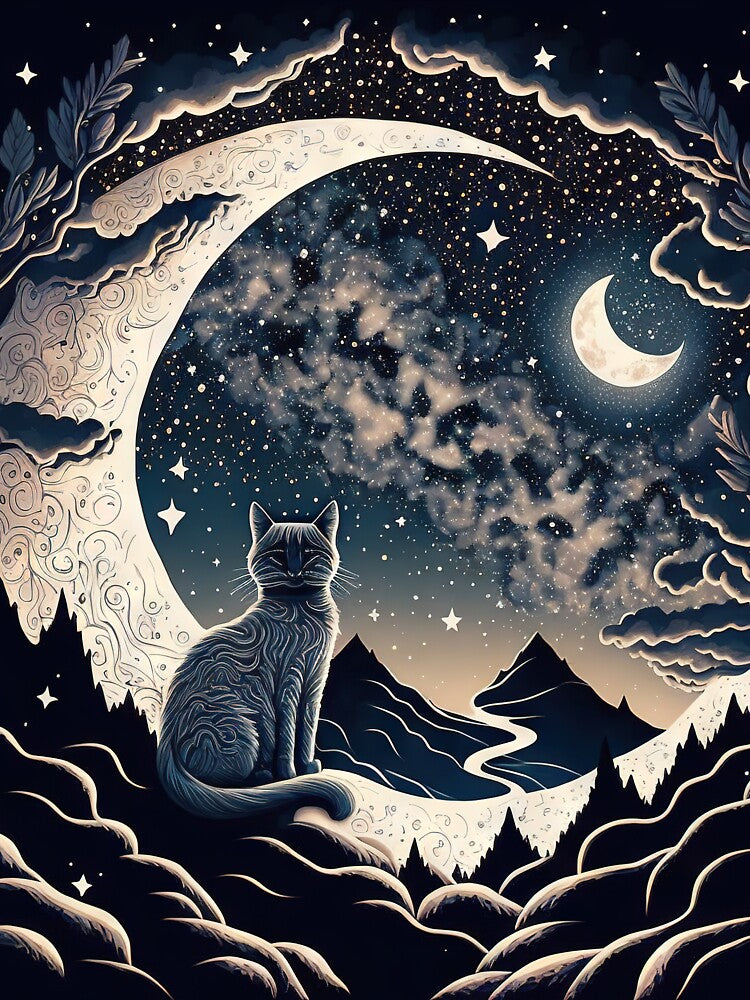 Cat And Crescent Moon 5 by idreamaboutcats