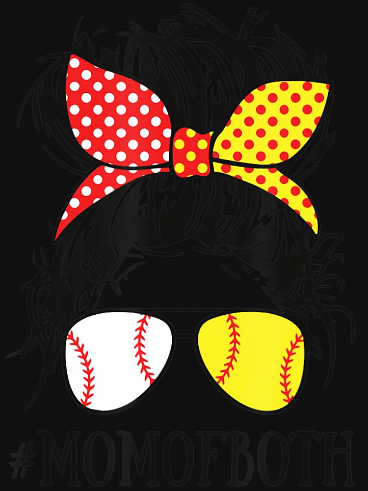 Mom Of Both Baseball Mom Softball Mom Messy Bun by Overby Quintanilla