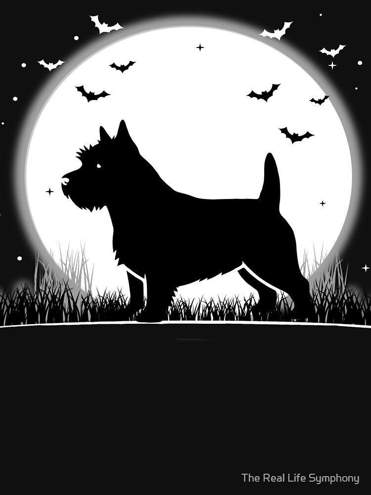 Cairn Terrier Dog – Halloween Moon Silhouette by The Real Life Symphony