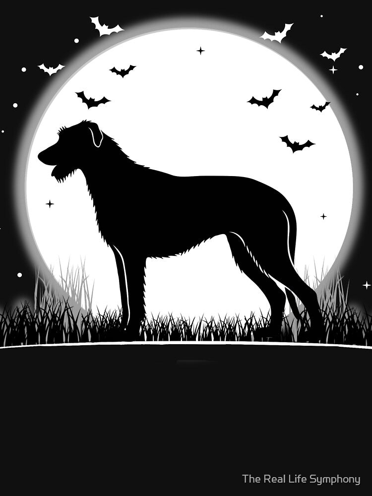 Irish Wolfhound Dog – Halloween Moon Silhouette by The Real Life Symphony