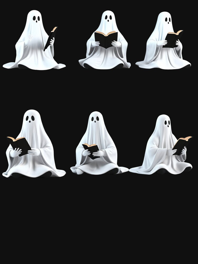 Reading Sheet Ghost Cute Ghosts Reading Pack Book Set Spooky Book Lovers Gift Ideas T-shirt by KAMIstyles