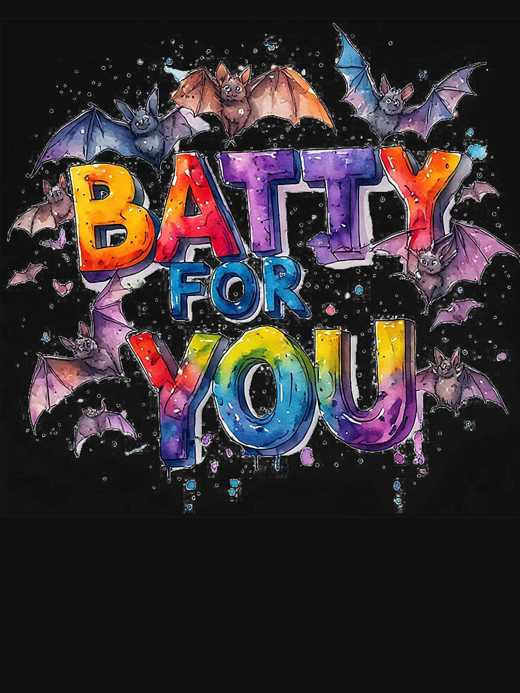 Watercolor Batty For You Cute Halloween Bats Typography by emiliacreations