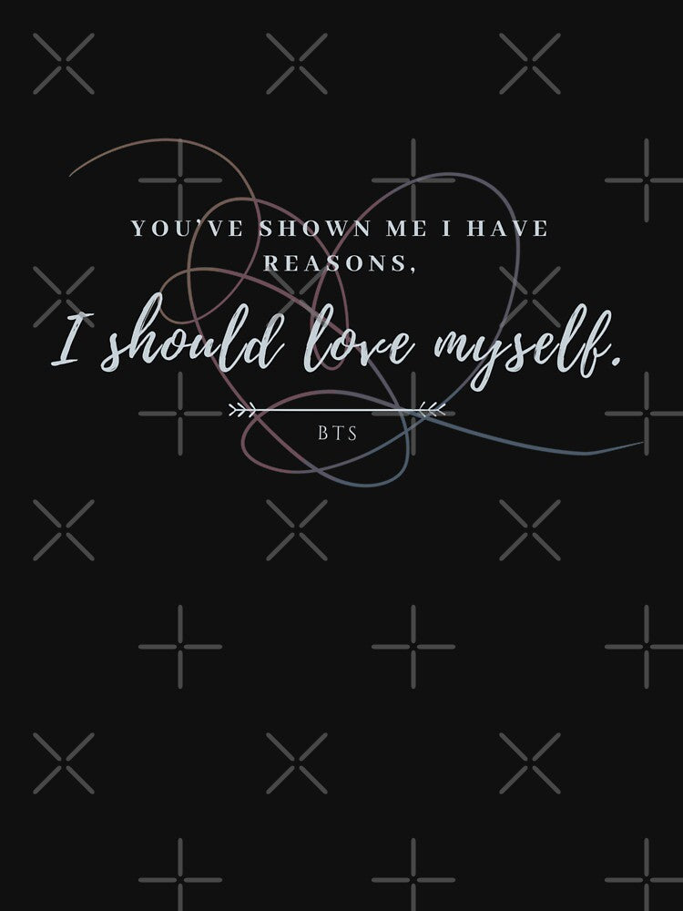 BTS Logo Answer Love Myself White You’ve Shown me I have reasons I should love myself Bangtan Army Minimalist Cute Lyrics Quote Trending Gift Aesthetic by Winterlock