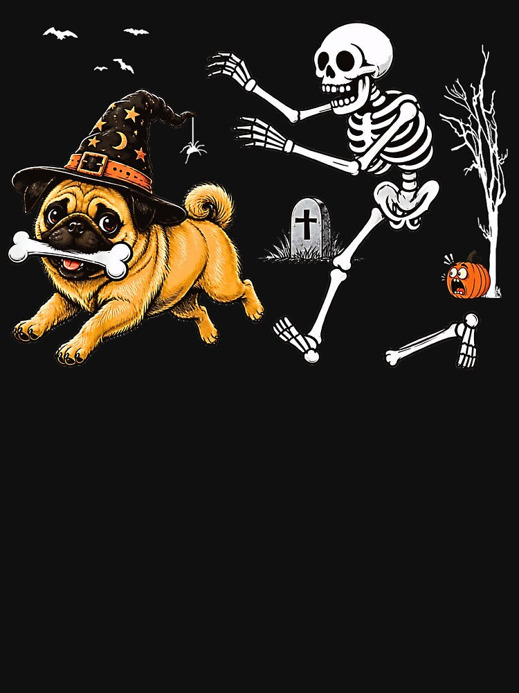 Funny Dog Skeleton Hand Boop Halloween Pug Dog by Rahamkshop