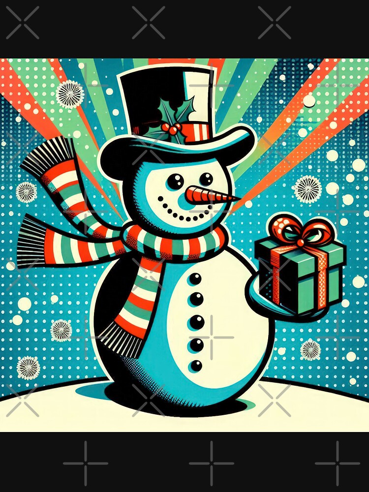 Christmas Vintage Snowman holding a gift,Christmas Snowman,christmas retro,Christmas Vintage by Expressions-Sel