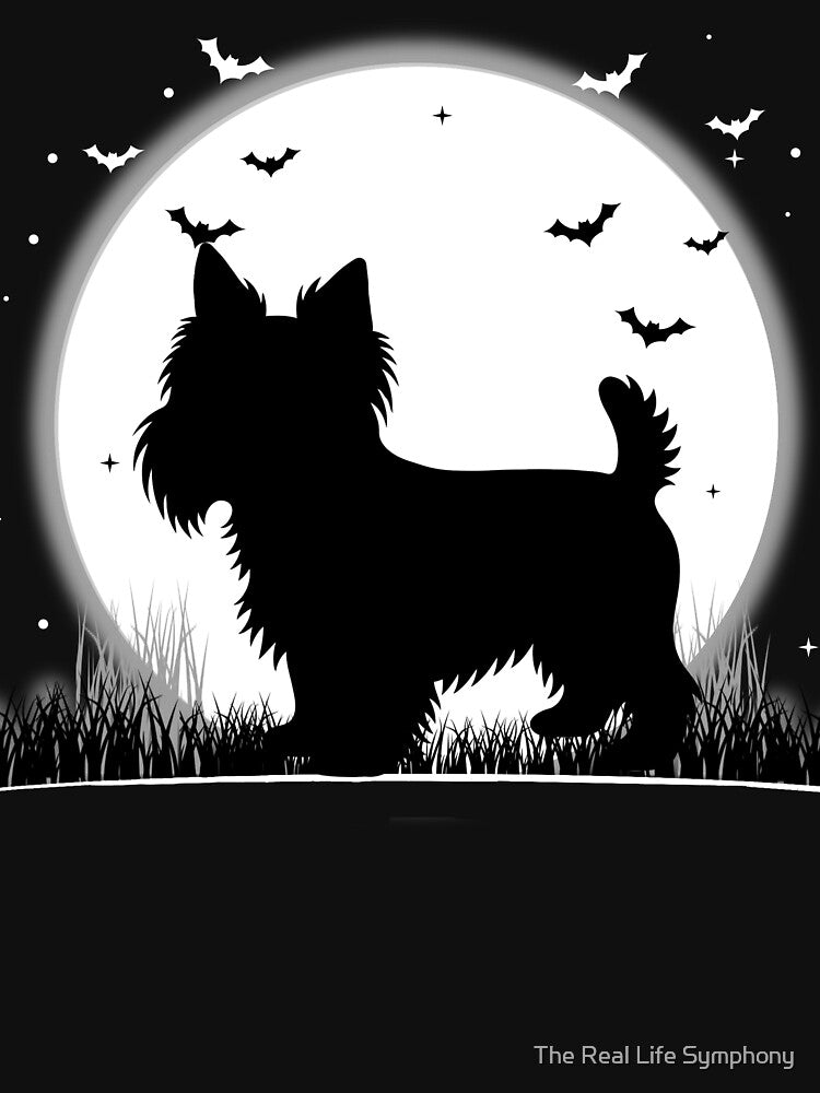 Yorkshire Terrier Dog – Halloween Moon Silhouette by The Real Life Symphony