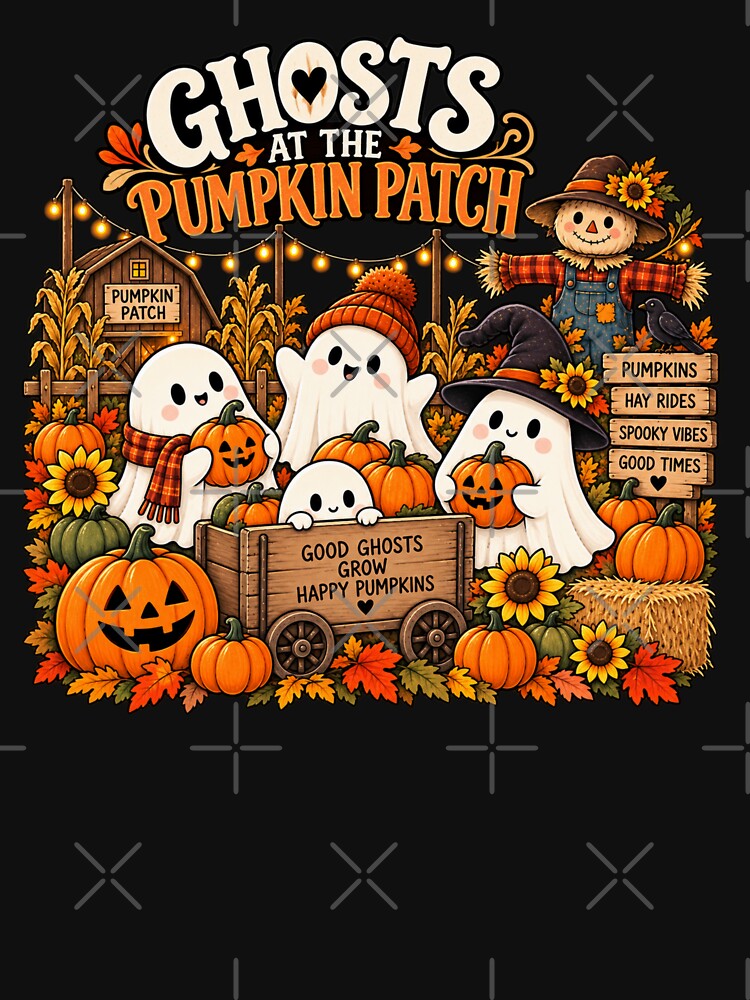 Ghosts at the Pumpkin Patch – Cute Halloween Ghosts & Pumpkins by RJACreative
