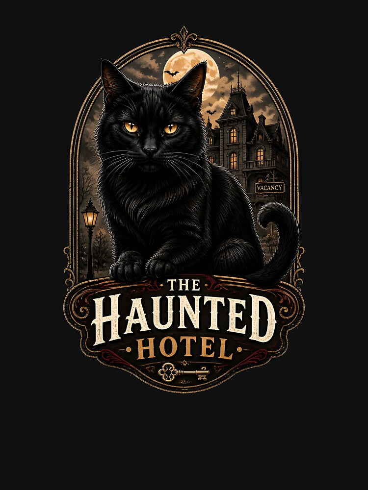 Haunted Hotel Cat Retro Halloween Poster Halloween by KristenosNehk