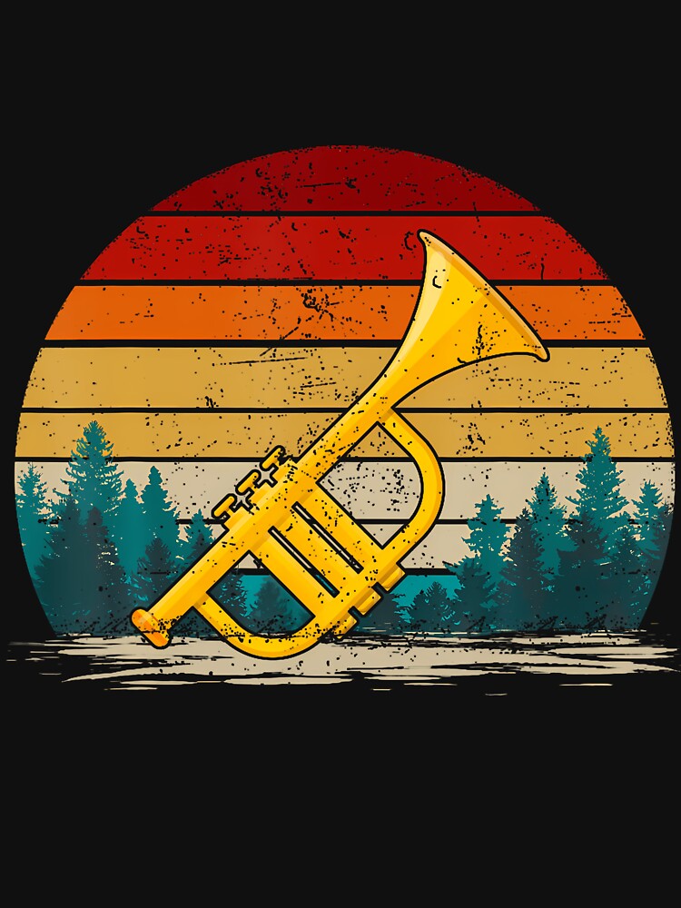 Trumpet Musical Vintage Style Distressed Retro Trumpet by CharlotteTerri