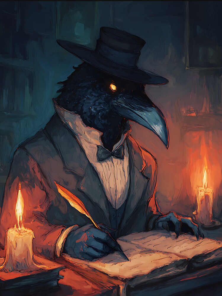 Dark Academia Art: Raven's Ancient Manuscript by bapupa