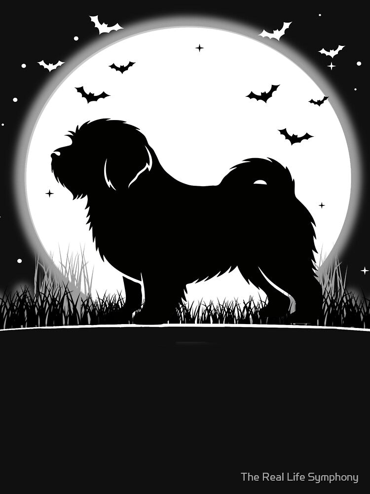 Tibetan Terrier Dog – Halloween Moon Silhouette by The Real Life Symphony