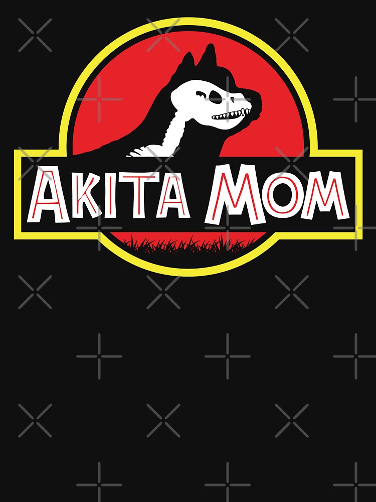 (For Dark Background) Jurassic American Akita Mom by More Cute Dogs