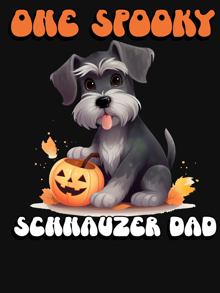 One Spooky Schnauzer Dad Funny Cute Halloween Dog by NoonMoonApparel