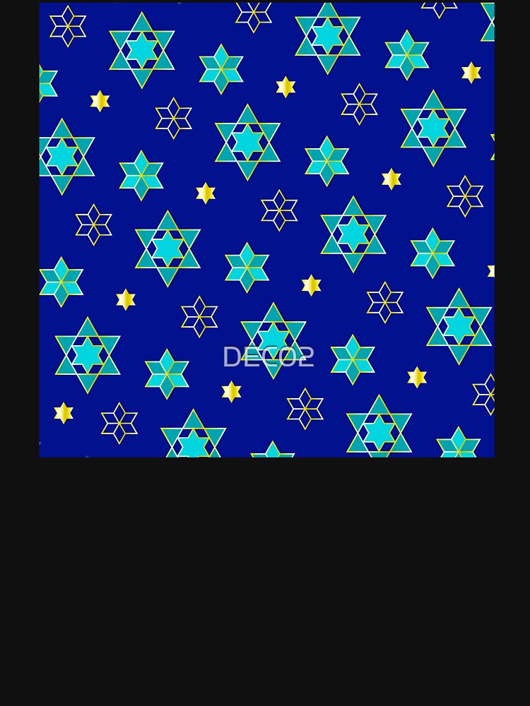 Hanukkah Jewish Star in Blue Contemporary Pattern by DEC02