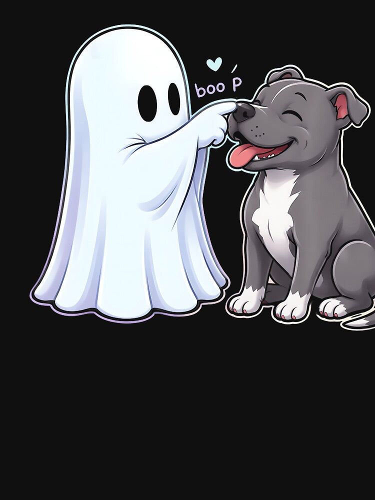 Pit Bull Boo P Ghost Nose Boop Halloween by Teansnack