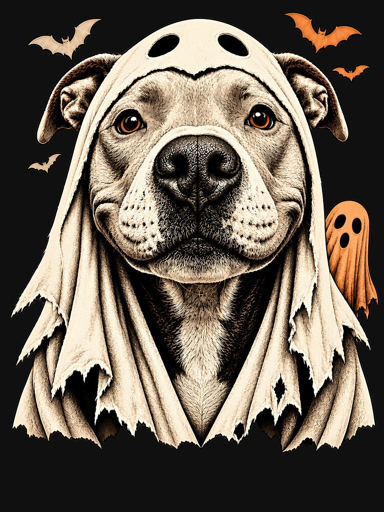Ghost Pitbull Halloween Dog – Funny Spooky Pitbull Lover Design by PosiMCreations
