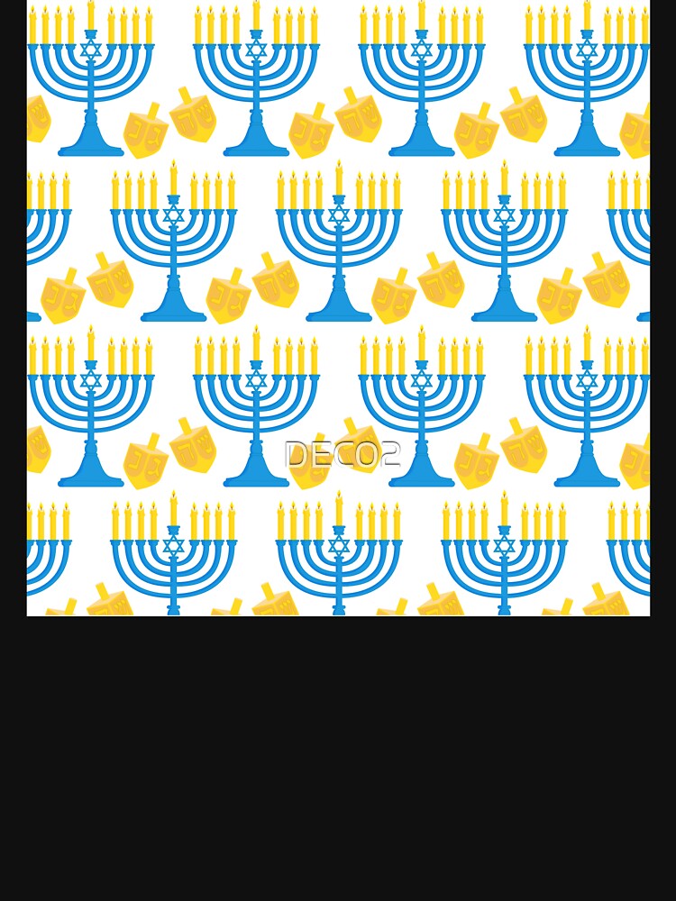 Hanukkah Menorah Bright Candles and Dreidel Pattern by DEC02