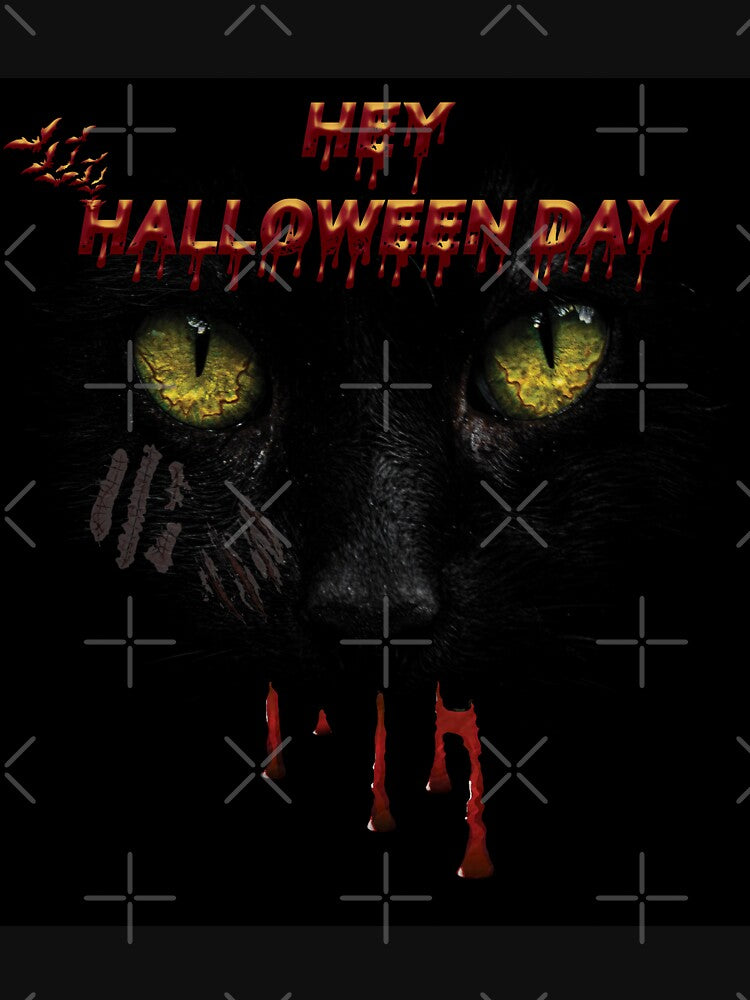 Black Cat Says Hey in Halloween Day by Mr-true-design