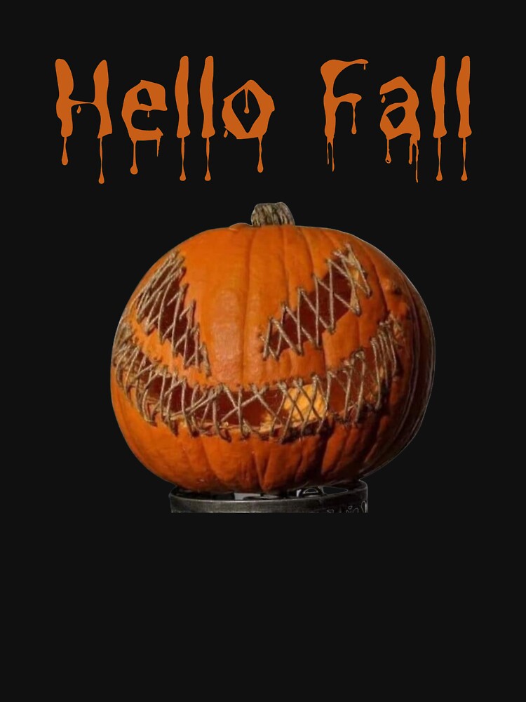 Hello Fall Scary Halloween Pumpkin by moonlightglo