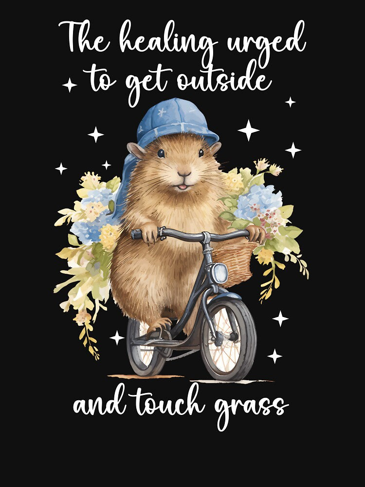 Healing Urged Get Outside & Touch Grass Retro Funny Capybara by joshamir
