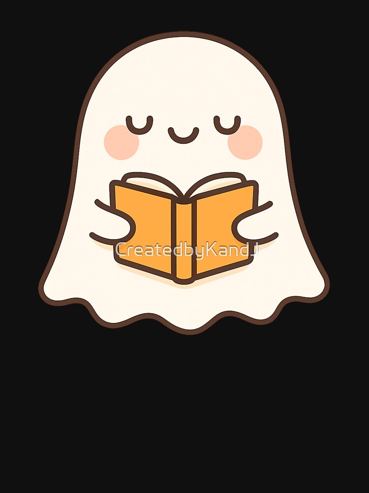 Kawaii Ghost Book Reading Halloween – Cute Spooky Reading Aesthetic by CreatedbyKandJ