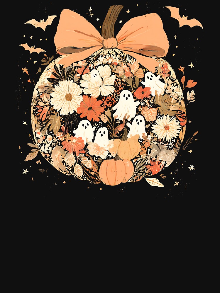 Vintage Floral Pumpkin Ghost by Tobiasforslund