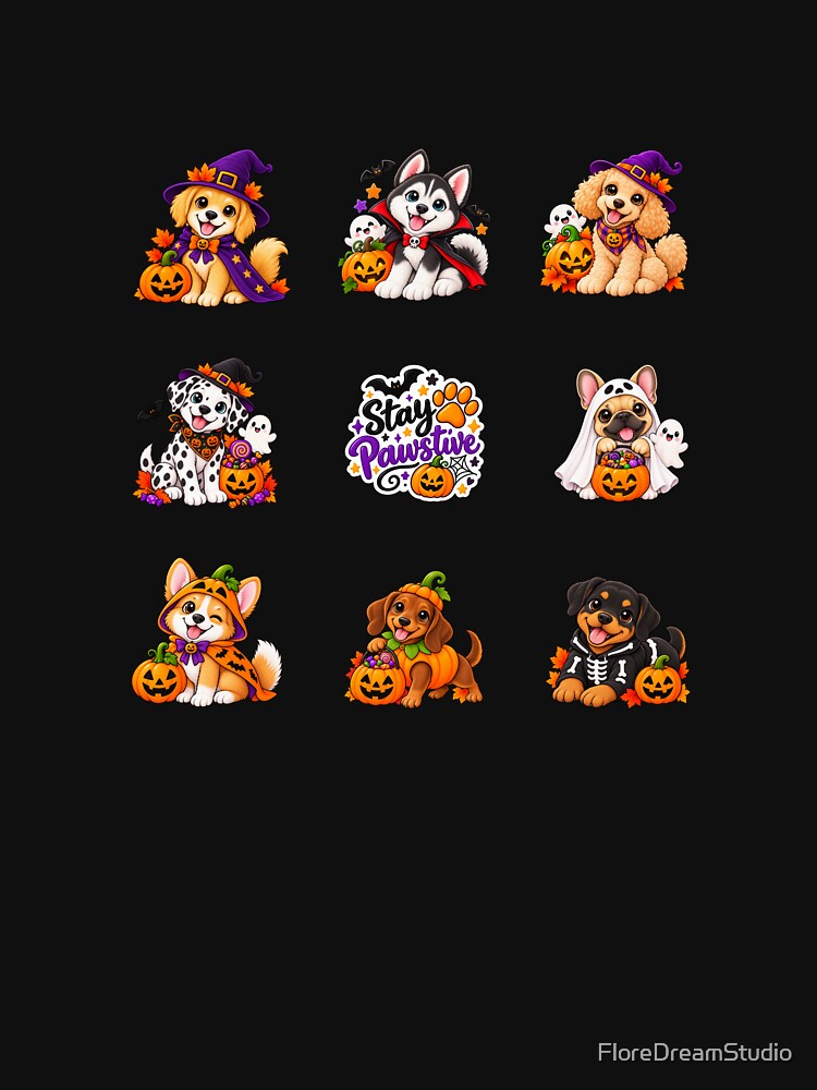 Cute Halloween Dogs Sticker Sheet – Spooky Dog Squad – Trick or Treat by FloreDreamStudio